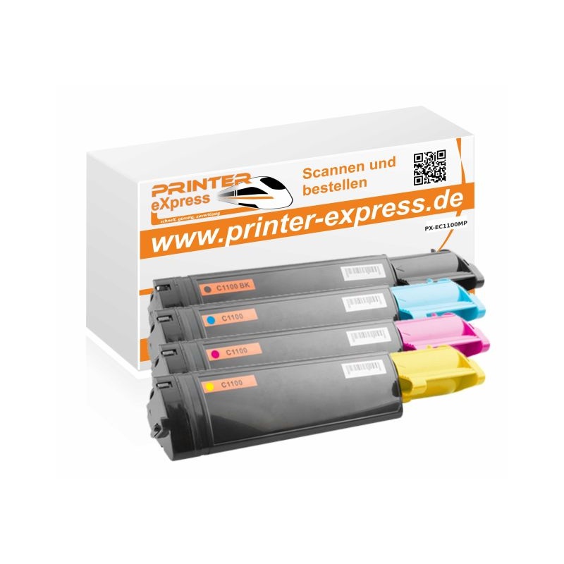 Printer-Express Toner Multipack alternativ zu Epson C1100 4 Tonerkartuschen f&uuml;r Epson Drucker