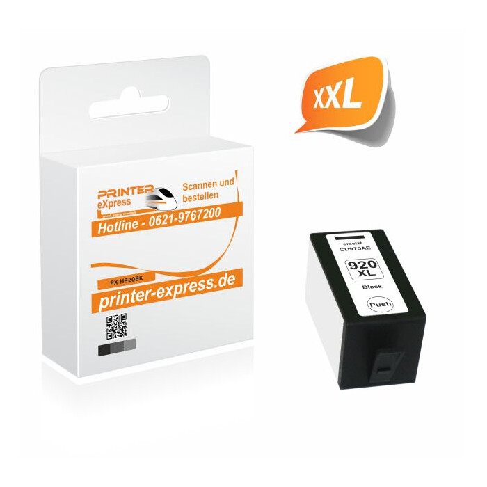 Printer-Express Patrone ersetzt HP 920, 920XL, CD975AE  mit neuem Chip schwarz