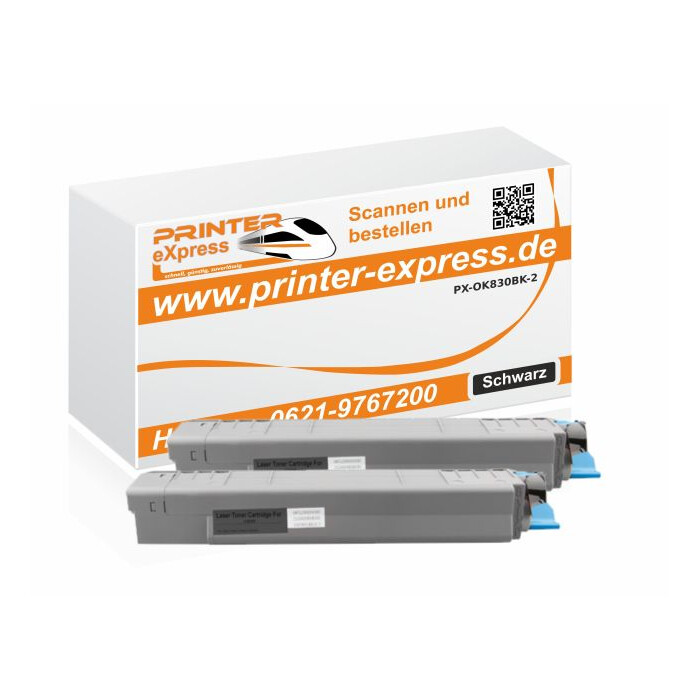 Toner 2er Set ersetzt Oki 44059108, C810, C830 XL für Oki Drucker schwarz