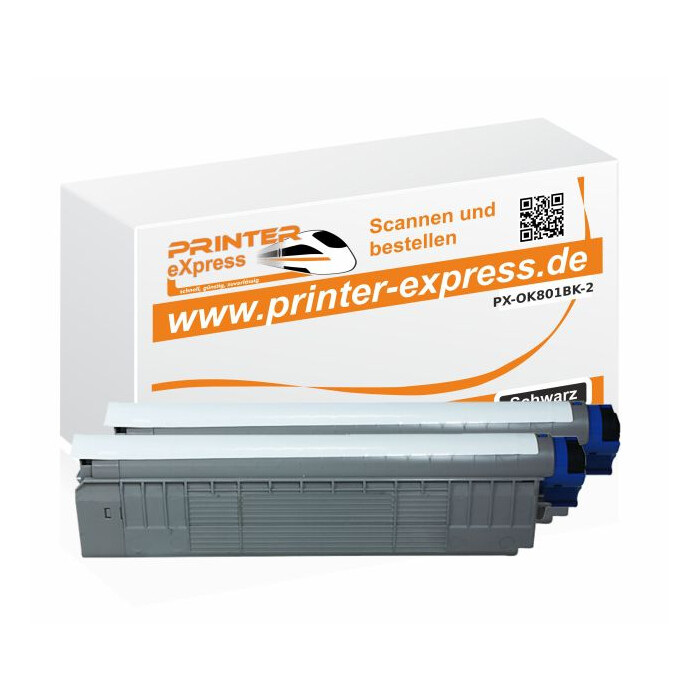 Toner 2er Set ersetzt Oki 44643004, C801, C801 XL für Oki Drucker schwarz