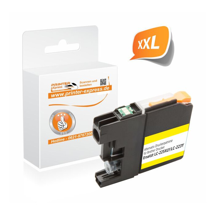 Printer-Express Druckerpatrone ersetzt Brother LC-225XLY gelb mit Chip