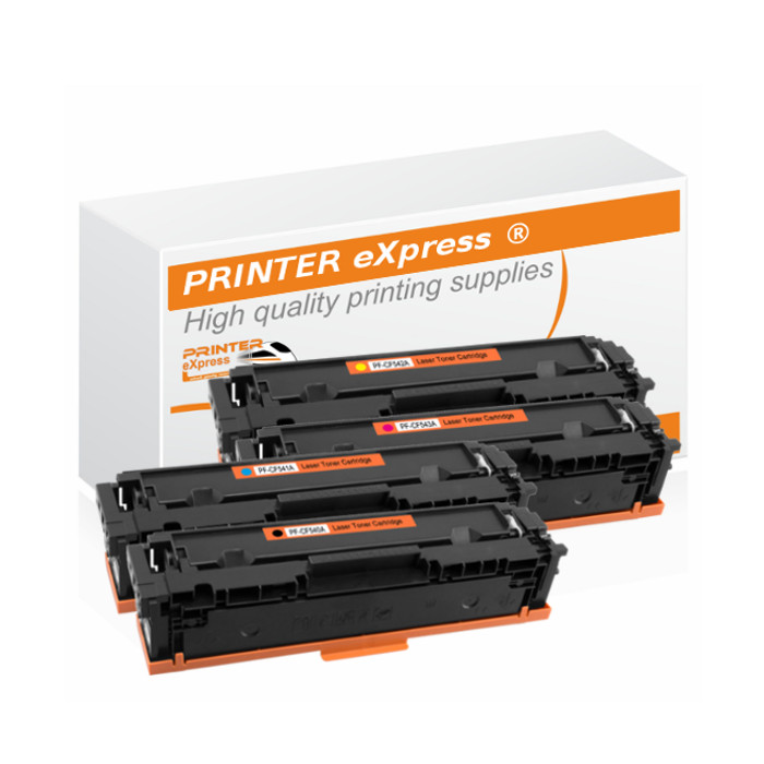 Toner 4er Set alternativ zu HP CF540X, CF541X, CF542X, CF543X, 203X für HP Drucker