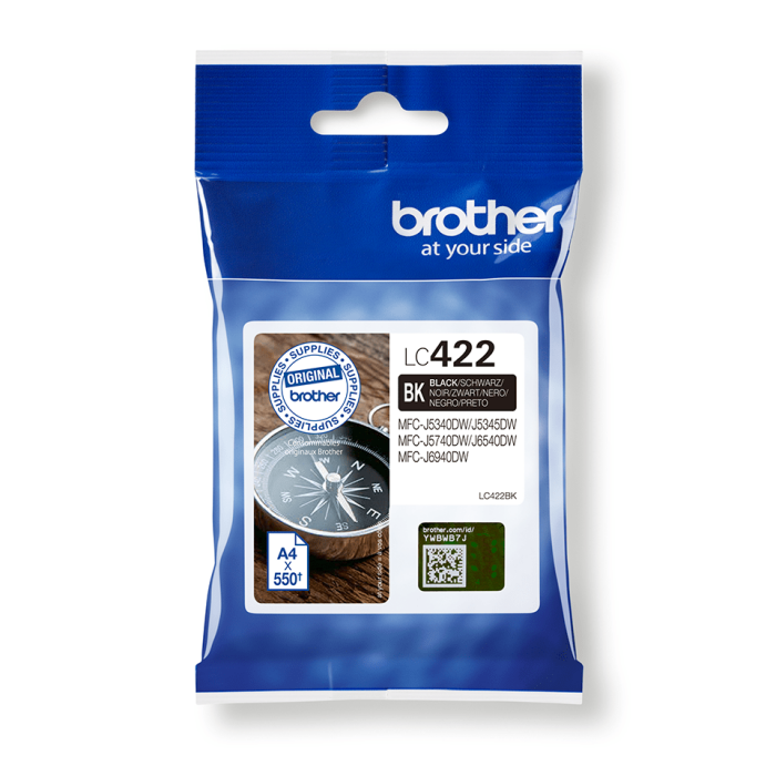 Original Brother LC-422BK Tintenpatrone Schwarz für 550 Seiten