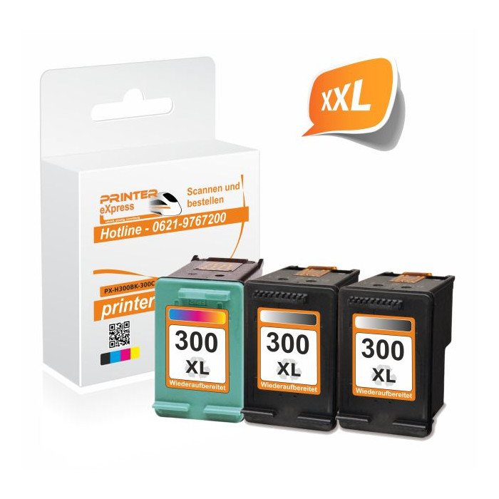 HP 300 Multipack 2x Schwarz + 1x Color (HP CC641 EE, CC644 EE) alternativ Druckerpatronen