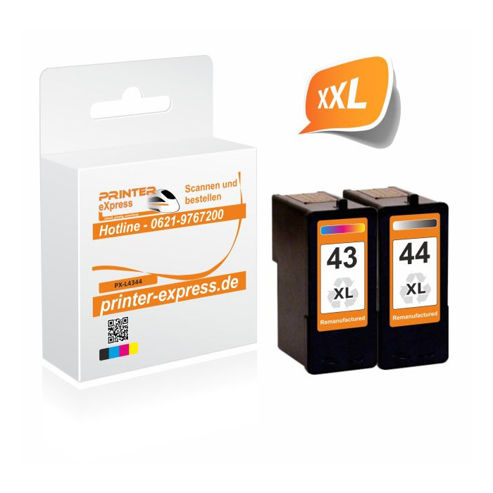 Lexmark 43 + 44 Multipack 1x Schwarz + 1x Color Lexmark 43 XL, 43XL, 18YX143E, 18Y0143E + Lexmark 44 XL, 44XL, 18YX144E, 18Y0144E ) alternativ Druckerpatronen