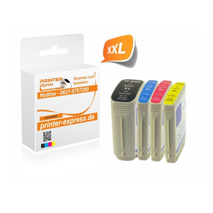 Printer-Express XL-SET 4 Druckerpatronen ersetzen HP 940, 940XL mit neuem Chip