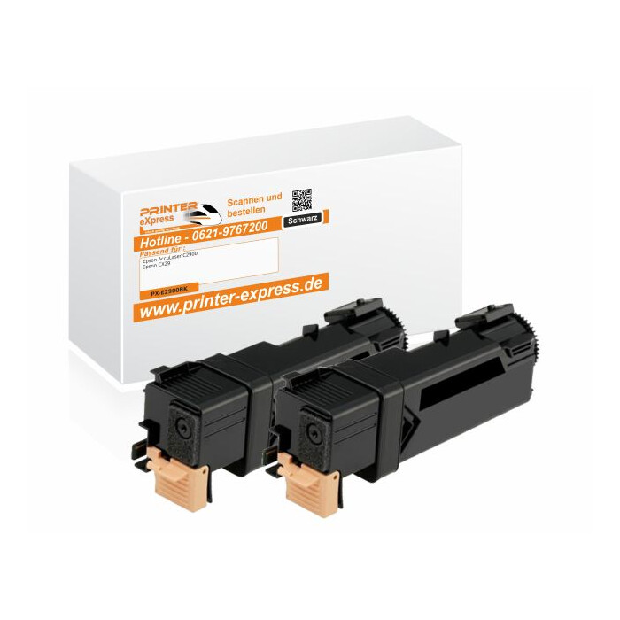 Toner 2er Set alternativ zu Epson C13S050630, 0630 für Epson C2900, CX29 Drucker schwarz