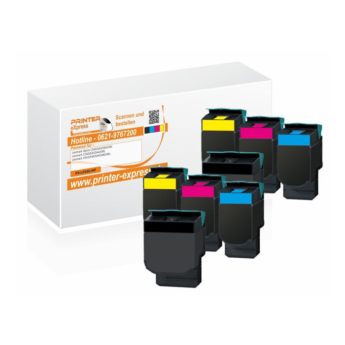 Toner 8er Set alternativ zu Lexmark C540H2KG, C540H2CG, C540H2MG, C540H2YG für Lexmark Drucker