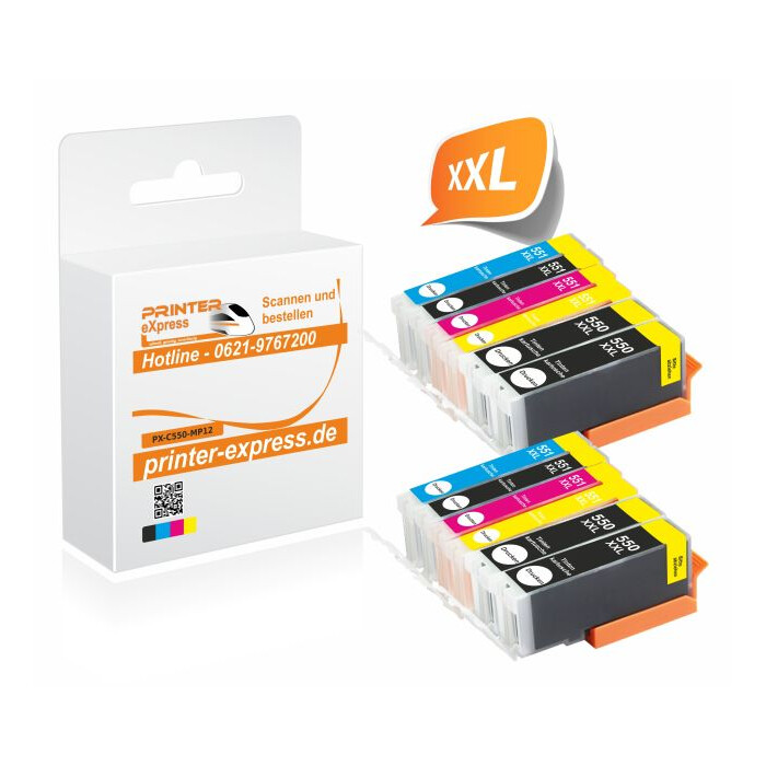 Printer-Express 12er Set Druckerpatronen ersetzen PGI-550, CLI-551 XL mit neuem Chip