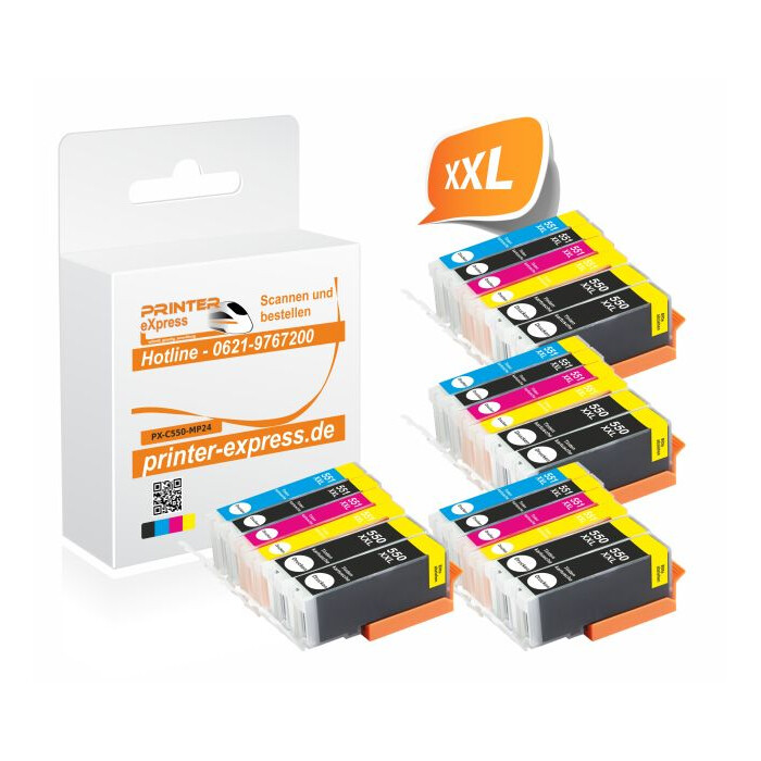 Printer-Express 24er Set Druckerpatronen ersetzen PGI-550, CLI-551 XL mit neuem Chip