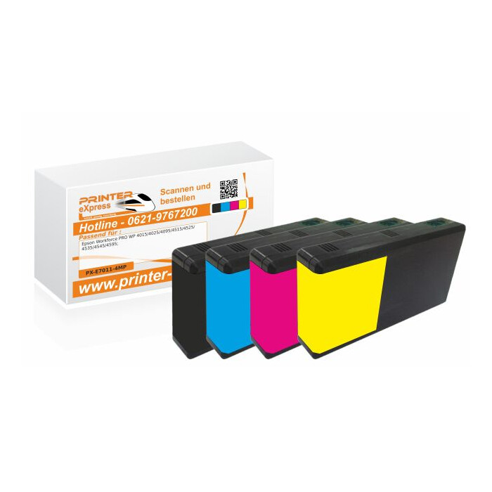 4er Set Druckerpatronen ersetzt Epson T7011, T7012, T7013, T7014 für WorkForce Drucker