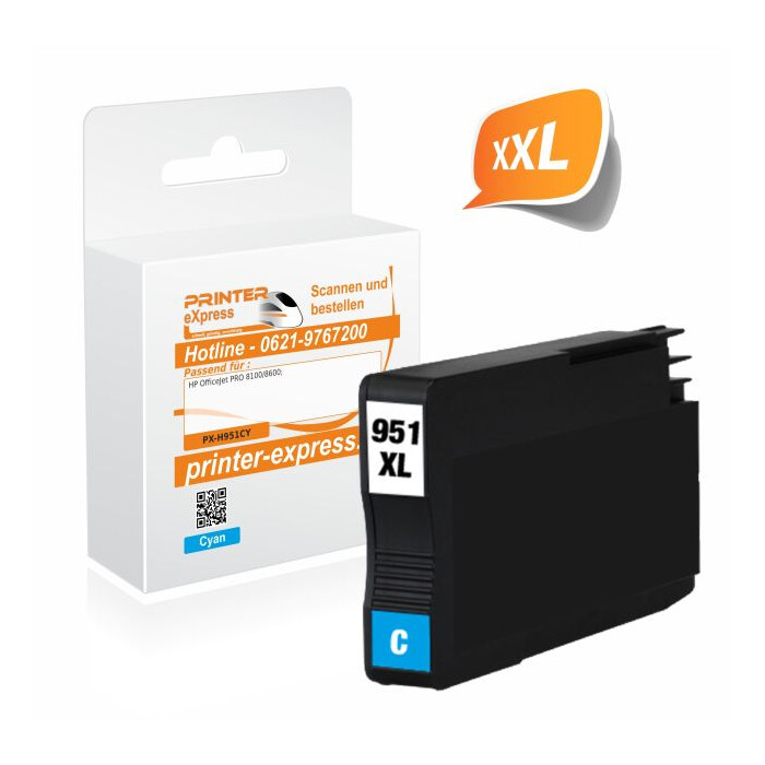 Printer-Express Druckerpatrone ersetzt HP 951, HP951XL cyan mit Chip