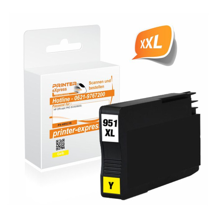 Printer-Express Druckerpatrone ersetzt HP 951, HP951XL gelb mit Chip