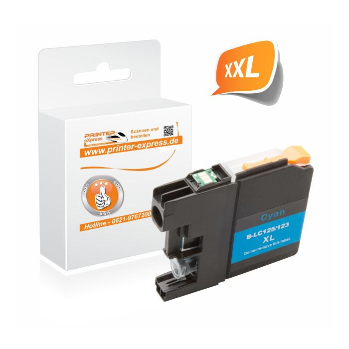 Printer-Express Druckerpatrone ersetzt Brother LC-125XLC cyan mit Chip