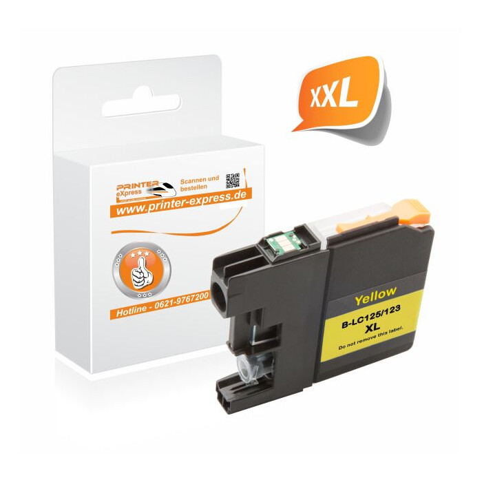 Printer-Express Druckerpatrone ersetzt Brother LC-125XLY gelb mit Chip