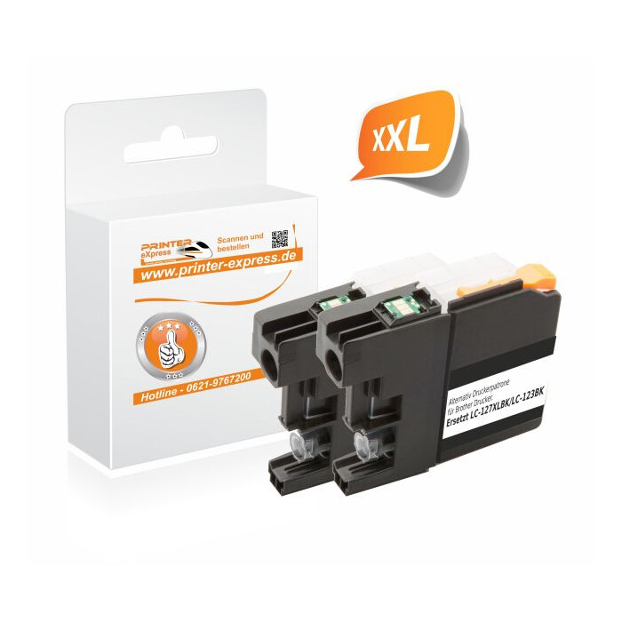 Druckerpatronen 2er Set ersetzt Brother LC-127XLBK schwarz mit Chip
