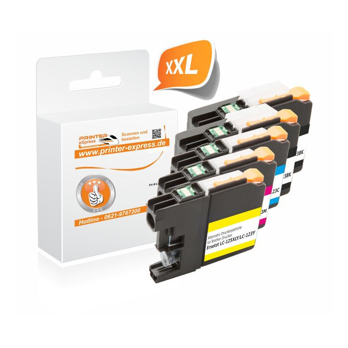 Druckerpatronen 5er Set ersetzt Brother LC-127XL, LC-125 mit Chip