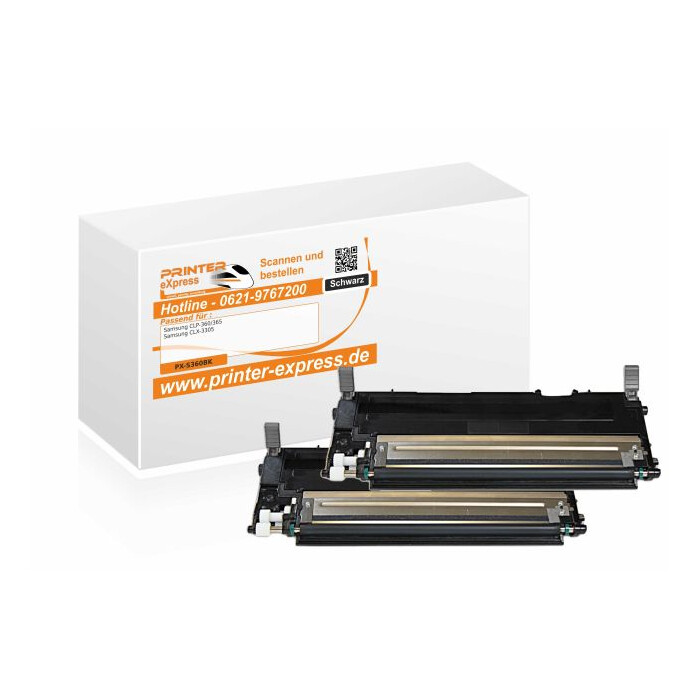 Toner 2er Set alternativ zu Samsung CLP-360, CLP360, CLT-K406S/ELS für Samsung Drucker Schwarz