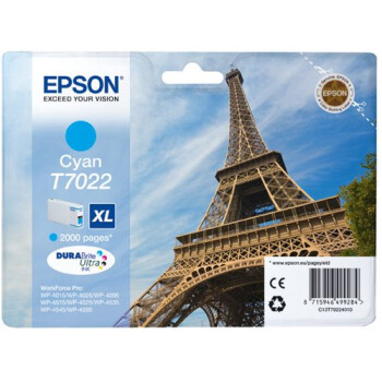 Epson Tintenpatrone cyan C13T70224010, T7022 XL 2000 Seiten